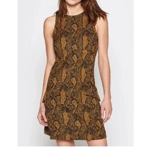 JOIE Tonie Brown Black Snakeskin Animal Print Sleeveless Mini Dress Size Large